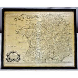 Galliae Antiquae Descriptio Geographica [Original, Framed 17th Century Map]